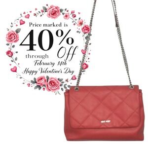 Nine West Karisma Cyber Red Quilted Covertable Shoulder Bag Crossbody Purse